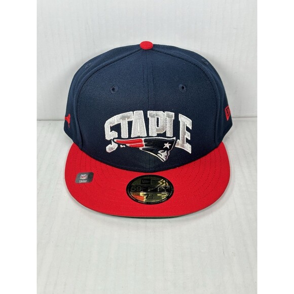 Size 7 1/2 New England Patriots New Era NFL Staple Logo 59FIFTY Fitted Hat Cap - Picture 1 of 4